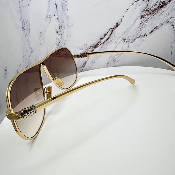 New MIU MIU Sunglasses Seen on Bad Bunny MUA56S 5AK90L Gold Metal Aviator main image 4